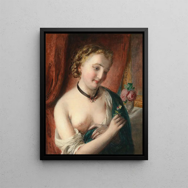 a girl with a black choker - Johann Baptist Reiter — framed artwork on a wall
