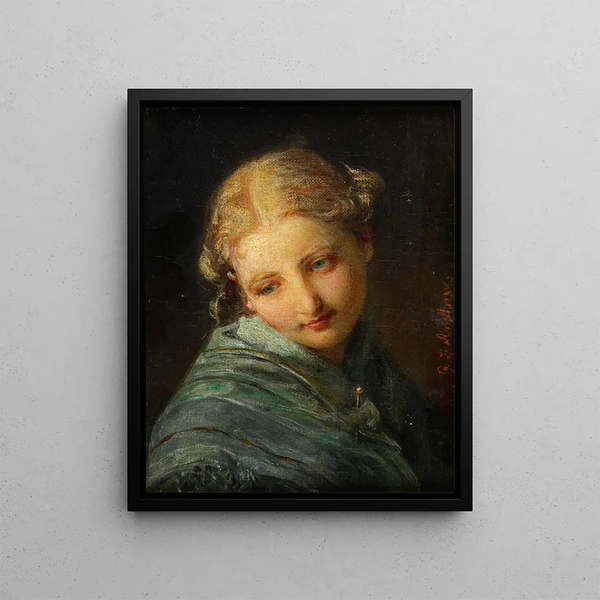 Portrait of a young blonde woman - Johann Baptist Reiter — framed artwork on a wall