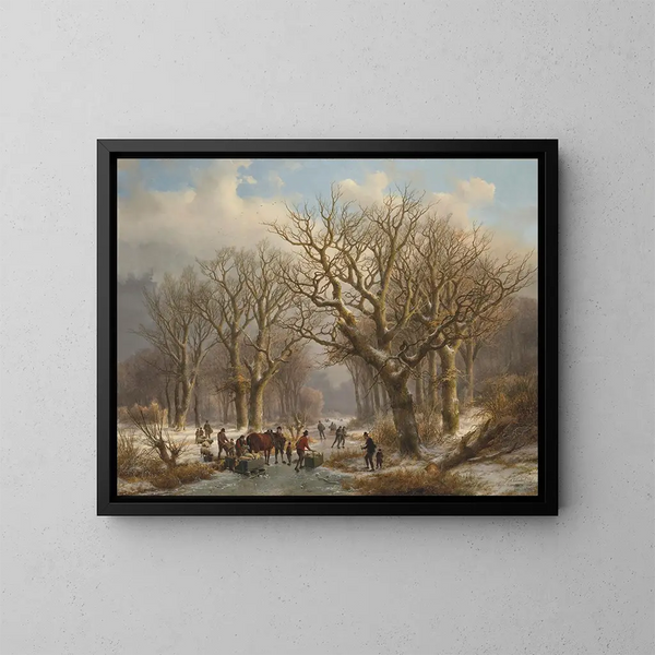 Winter landscape painting - Johann Bernhard Klombeck — framed artwork on a wall