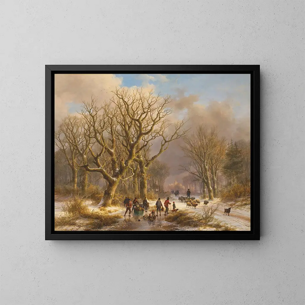 Winter Time Painting - Johann Bernhard Klombeck — framed artwork on a wall