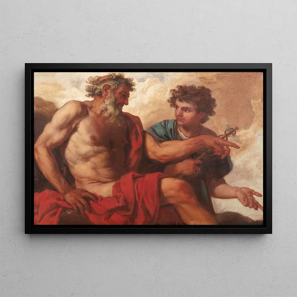 Mercury and Jupiter - Johann Carl Loth — framed artwork on a wall