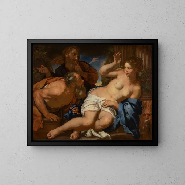 Suzanne et les vieillards - Johann Carl Loth — framed artwork on a wall