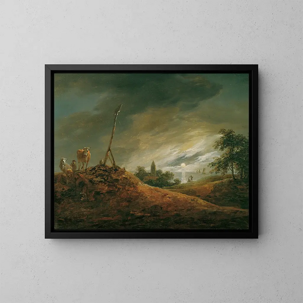 Evening Landscape - Johann Christian Brand — framed artwork on a wall