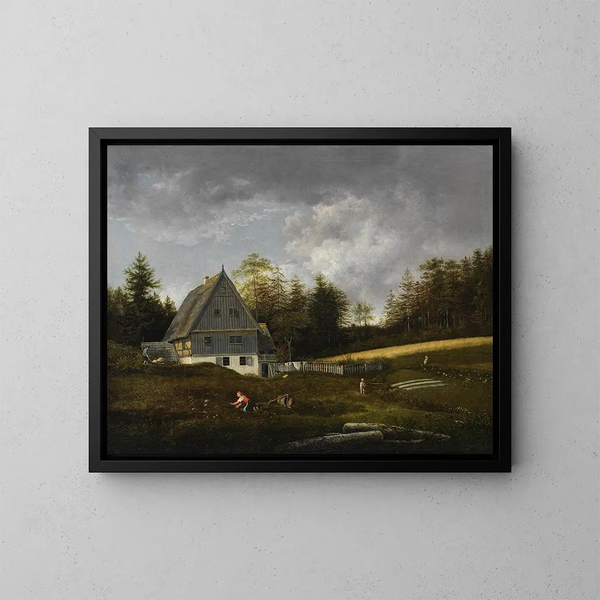 molen in de vallei van Plauen nabij Dresden - Johann Christian Klengel — ingelijst kunstwerk aan de muur
