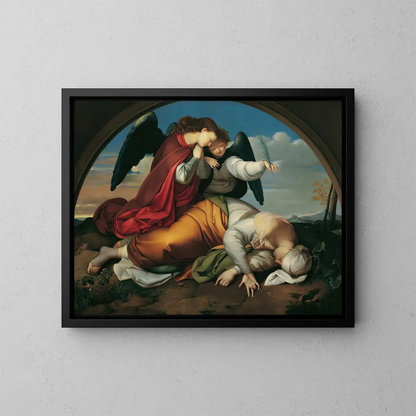 La sainte Cécile morte version viennoise - Johann Evangelist Scheffer von Leonhardshoff — framed artwork on a wall
