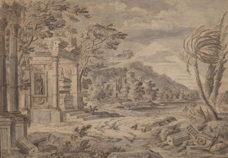Johann Franz Ermels - Antique Ruins along a Mountain Coast.webp