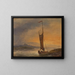 Zeilboot bij zonsondergang - Johann Friedrich Boeck — ingelijst kunstwerk aan de muur