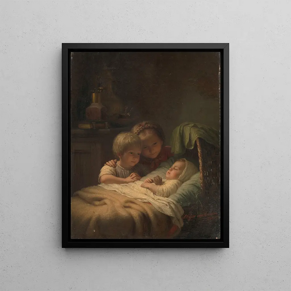 The Youngest Brother - Johann Georg Meyer von Bremen — framed artwork on a wall