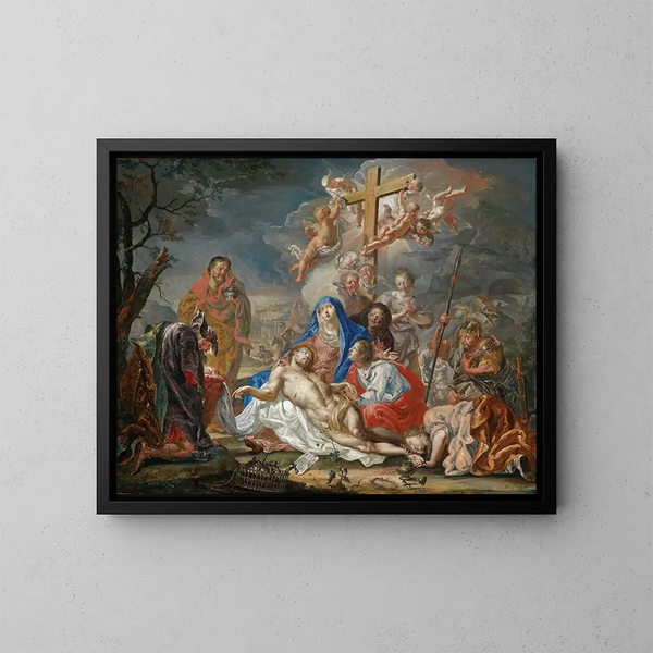 La Mise au tombeau du Christ - Johann Georg Platzer — framed artwork on a wall