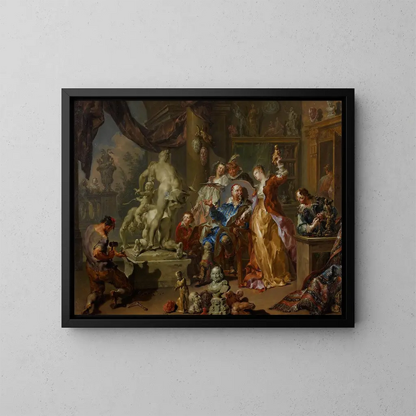 L'atelier du sculpteur - Johann Georg Platzer — framed artwork on a wall