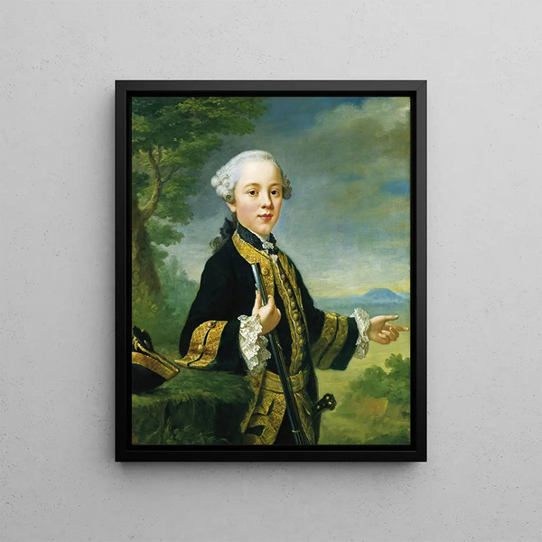 Portrait of Justinian Theodor Friedrich von Holzhausen - Johann Georg Ziesenis — framed artwork on a wall