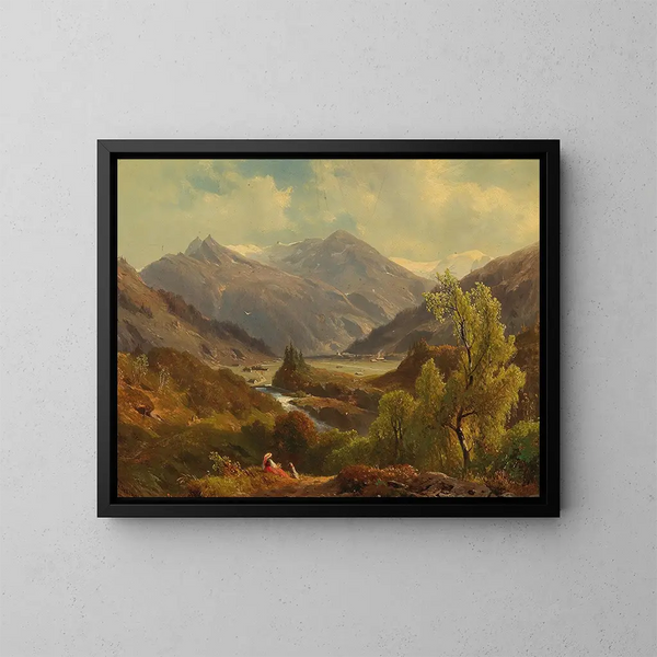 The Valley of Bcksteiner with Rathausberg in Wildbad Gastein, Upper Austria - Giovanni Battista Varano — framed artwork on a wall