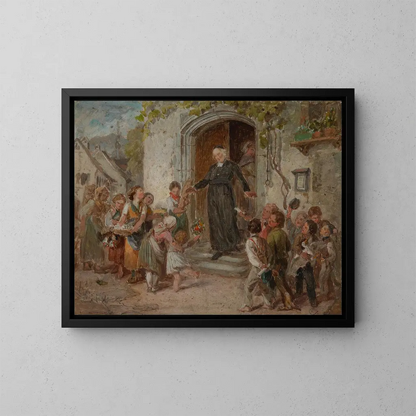 L'anniversaire du pasteur de campagne - Johann Grund — framed artwork on a wall