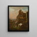 Shepherdess and flock before ancient ruins - Johann Heinrich Roos — framed artwork on a wall
