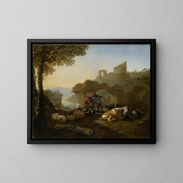 Repos des bergers - Johann Heinrich Roos — framed artwork on a wall