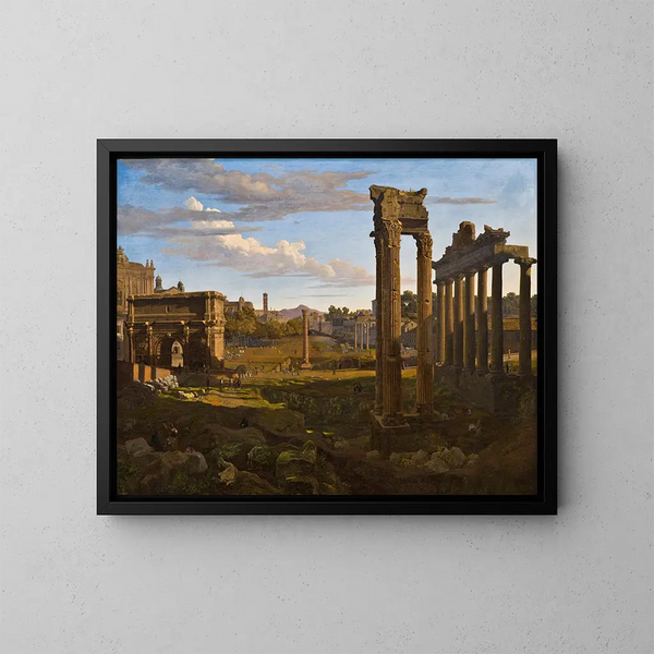 Uitzicht op het Capitool richting het Romeinse Forum - Johann Heinrich Schilbach — ingelijst kunstwerk aan de muur