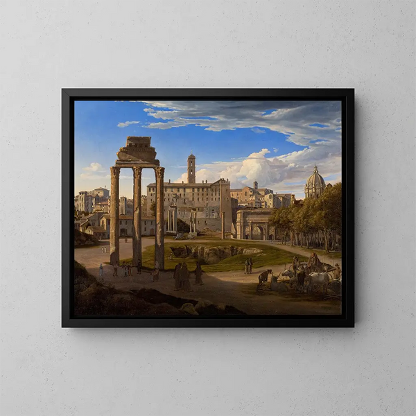 van het Romeinse forum naar het Capitool - Johann Heinrich Schilbach — ingelijst kunstwerk aan de muur