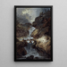 Cascade in een rotsachtige kloof tijdens een stormachtige dag - Johann Heinrich West — ingelijst kunstwerk aan de muur
