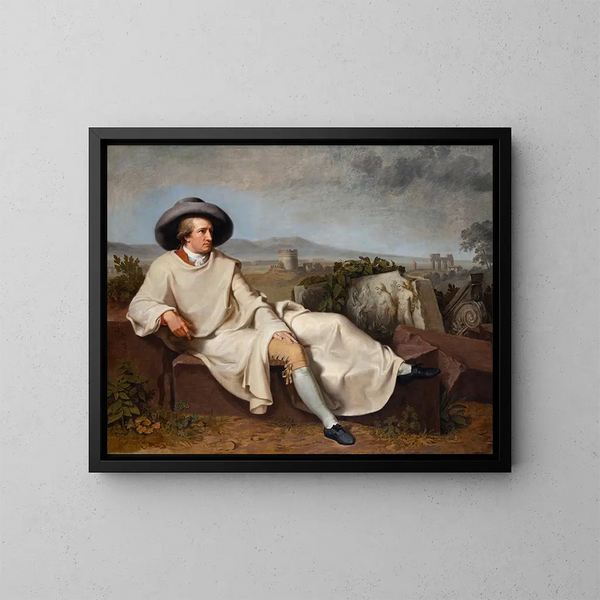Goethe dans la Campagne romaine - Johann Heinrich Wilhelm Tischbein — framed artwork on a wall