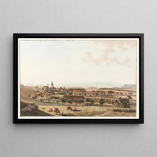 Berne uitzicht op het noordwesten - Johann Jakob Biedermann — ingelijst kunstwerk aan de muur