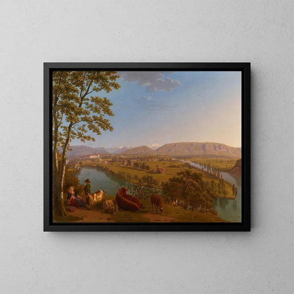 Geneva, confluence of the Rhône and the Arve - Johann Jakob Biedermann — framed artwork on a wall