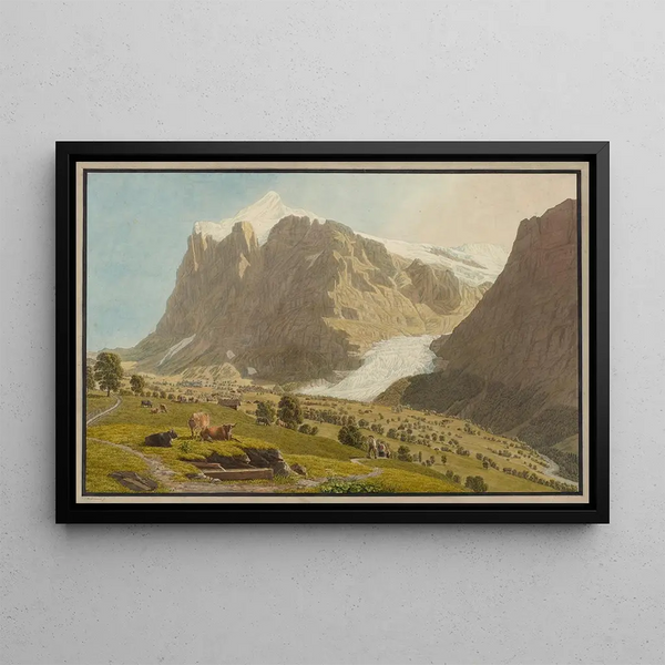Johann Jakob Biedermann - Grindelwald von Westen mit Wetterhorn und dem oberen Gletscher.webp