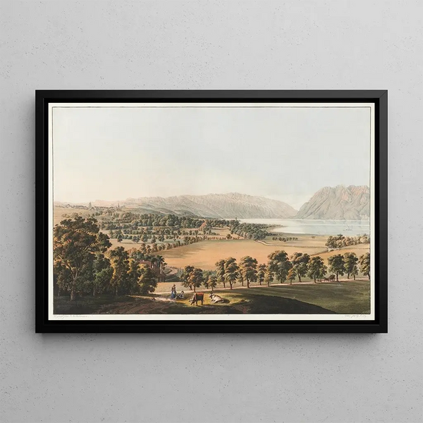 Lausanne from the northwest - Johann Jakob Biedermann — framed artwork on a wall