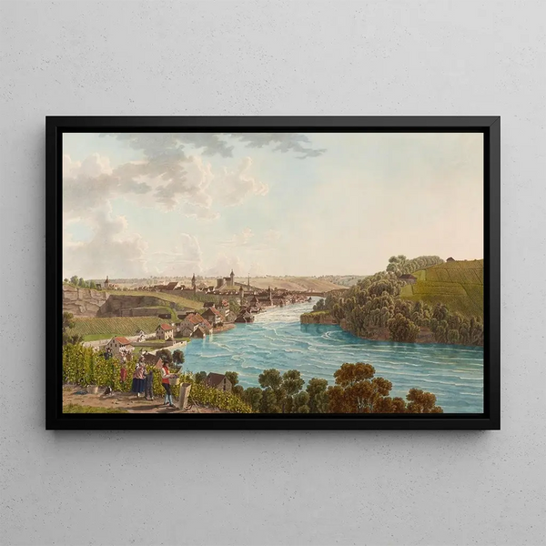 Schaffhausen from the west - Johann Jakob Biedermann — framed artwork on a wall