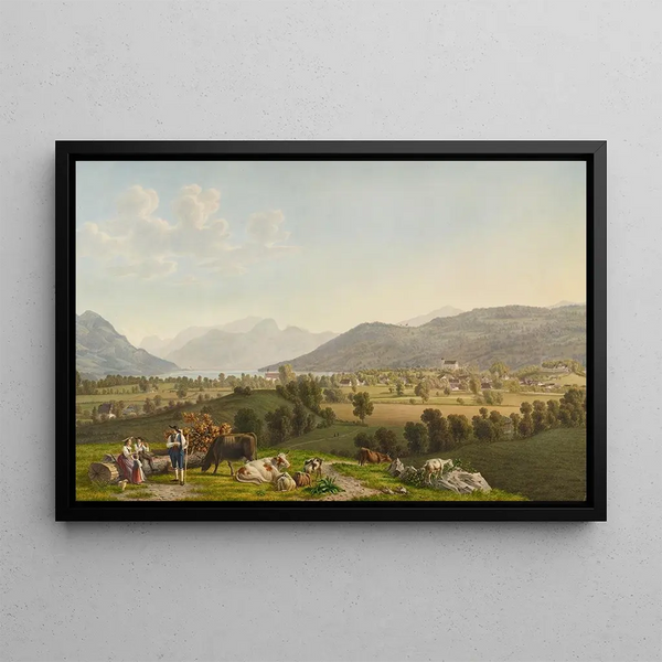 View of Sarnen - Johann Jakob Biedermann — framed artwork on a wall