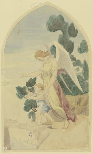 Johann Jakob Jung - A guardian angel guides a child over a precipice.webp