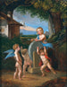Putti die de pijl van Cupido scherpt - Johann Jakob Metzler — weergave van het kunstwerk