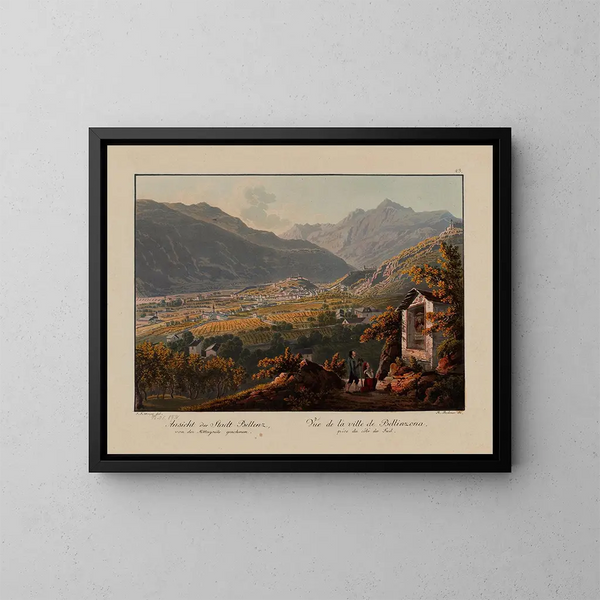 Vue de la ville de Bellinzone prise du côté sud - Johann Jakob Meyer — framed artwork on a wall