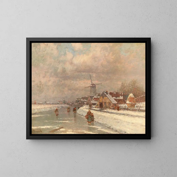 Amusement sur la glace - Johann Jungblut — framed artwork on a wall