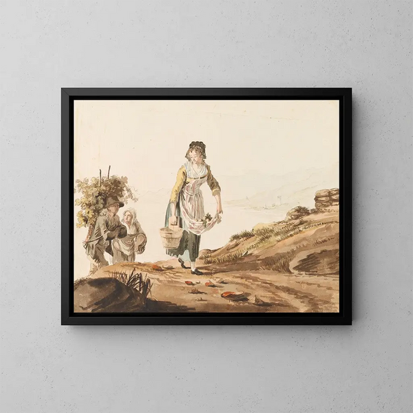 Peasants in Lavaux - Johann Karl Müllner — framed artwork on a wall