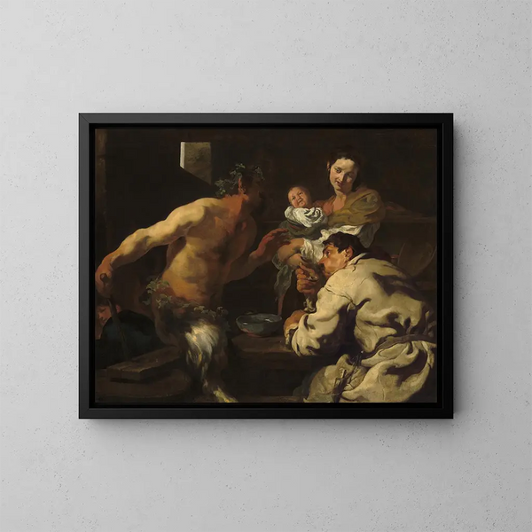 The Satyr and the Peasant - Johann Liss — framed artwork on a wall