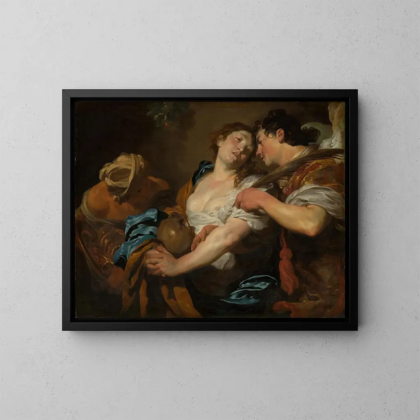 La Tentation de sainte Marie Madeleine - Johann Liss — framed artwork on a wall