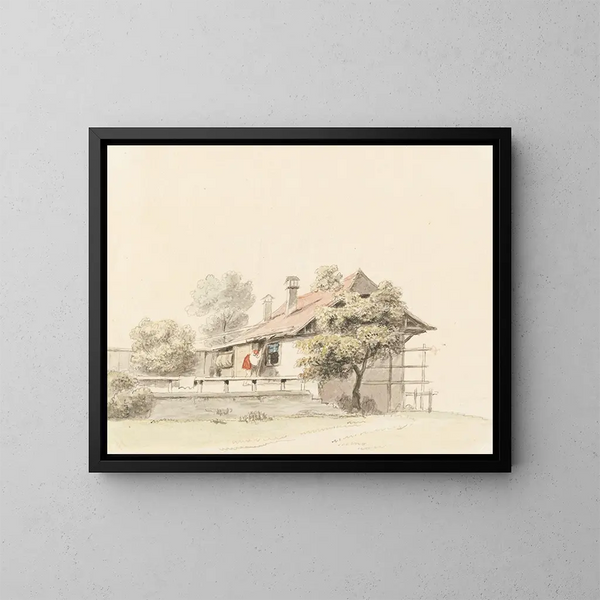 Bernese Country House Painting - Johann Ludwig Aberli — framed artwork on a wall