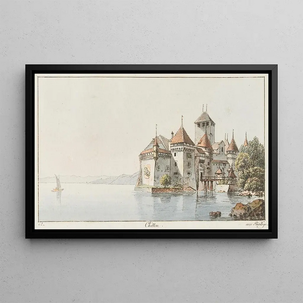 Chillon - Johann Ludwig Aberli — framed artwork on a wall