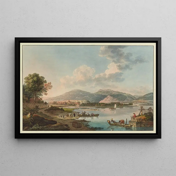 View of Yverdon taken from Clindi - Johann Ludwig Aberli — framed artwork on a wall