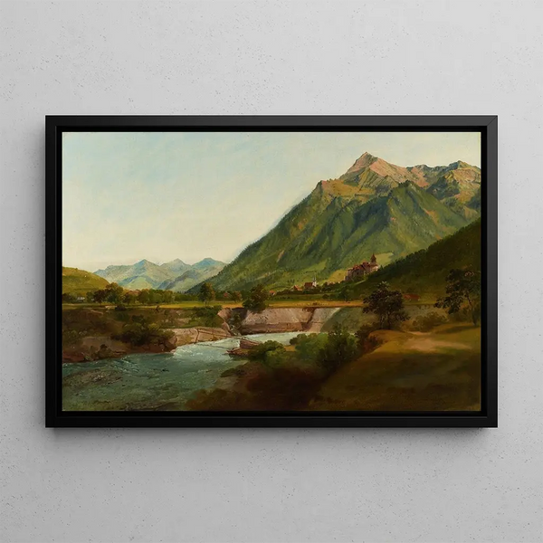 Johann Ludwig Aberli - Vue du Chteau de Wimmis et des environs.webp
