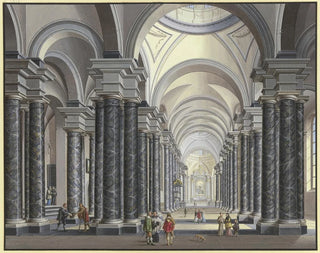 Johann Ludwig Ernst Morgenstern - Blick in das Innere einer Barockkirche mit schwarzen Marmorsulen und Staffagefiguren in der Tracht des 17 Jahrhunderts 1790.webp