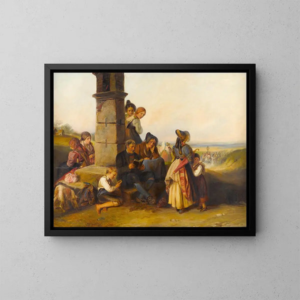 A Corpus Christi procession - Johann Matthias Ranftl — framed artwork on a wall