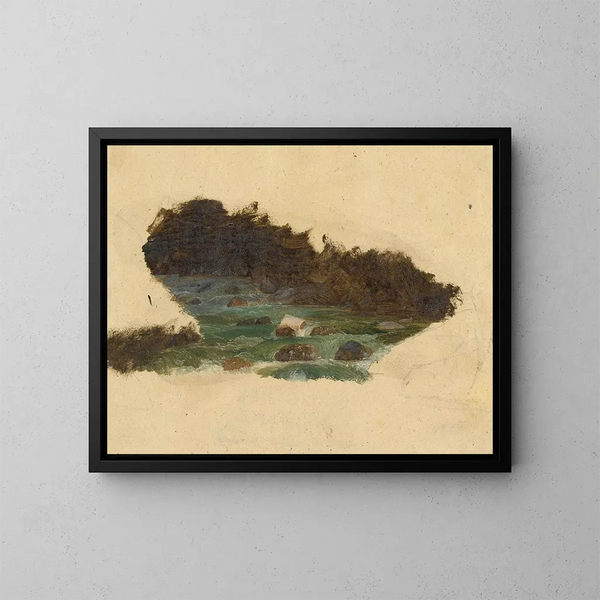 Detailed study of a stream - Johann Matthias Ranftl — framed artwork on a wall