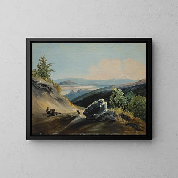 Landscape of a Path with Iztaccíhuatl in the Distance - Johann Moritz Rugendas — framed artwork on a wall