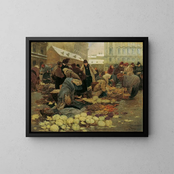 Croatian Market on the Haide in Vienna - Johann Nepomuk Geiger — framed artwork on a wall