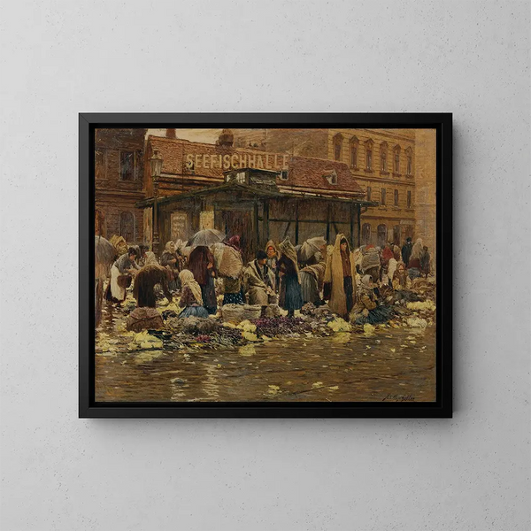 Scene of market in the moor - Johann Nepomuk Geiger — framed artwork on a wall