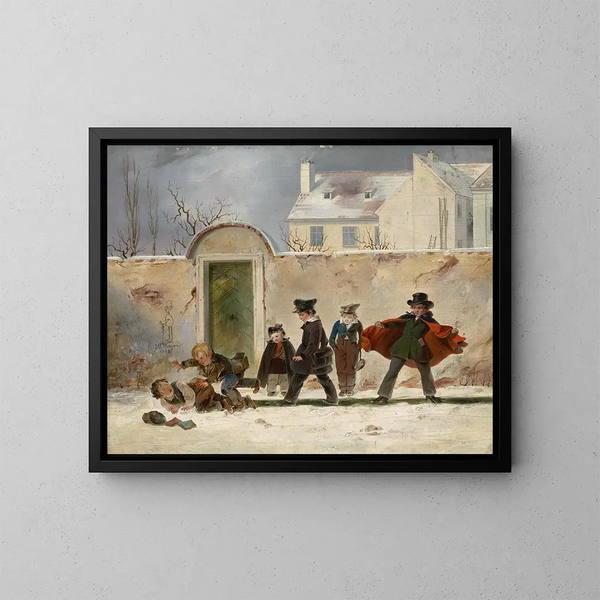 Na de school - Johann Nepomuk Mayer — ingelijst kunstwerk aan de muur