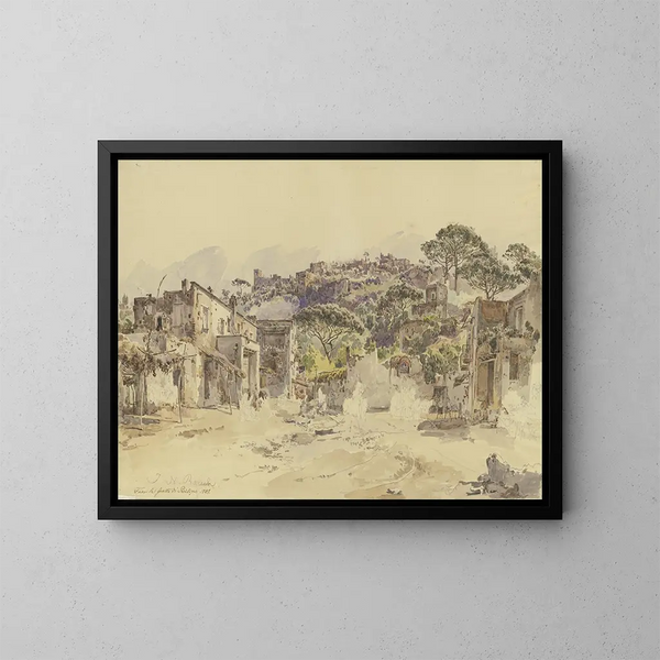 Outside the Cave of Posilipo - Johann Nepomuk Rauch — framed artwork on a wall