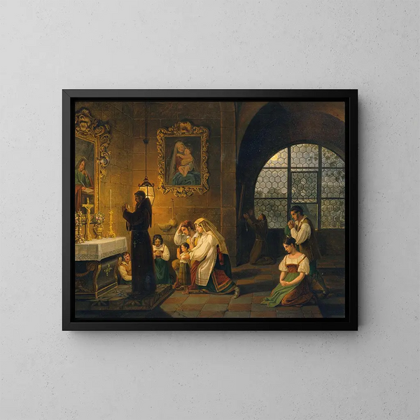 L interior of an Italian church - Johann Nepomuk Schadlberger — framed artwork on a wall