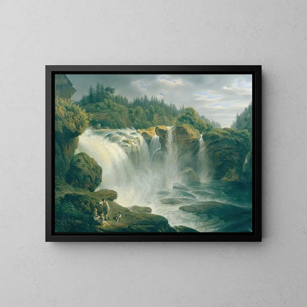 La chute de Traun à Gmunden - Johann Nepomuk Schadlberger — framed artwork on a wall